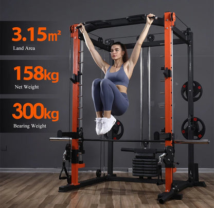 Multi Functional Home Gym Equipment Pull up Bar Pulley Cable Smith Machine Squat Rack