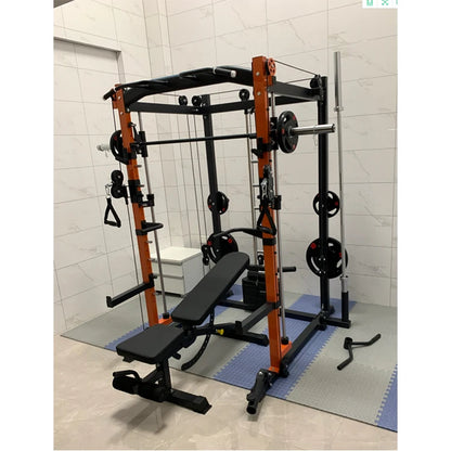 Multi Functional Home Gym Equipment Pull up Bar Pulley Cable Smith Machine Squat Rack