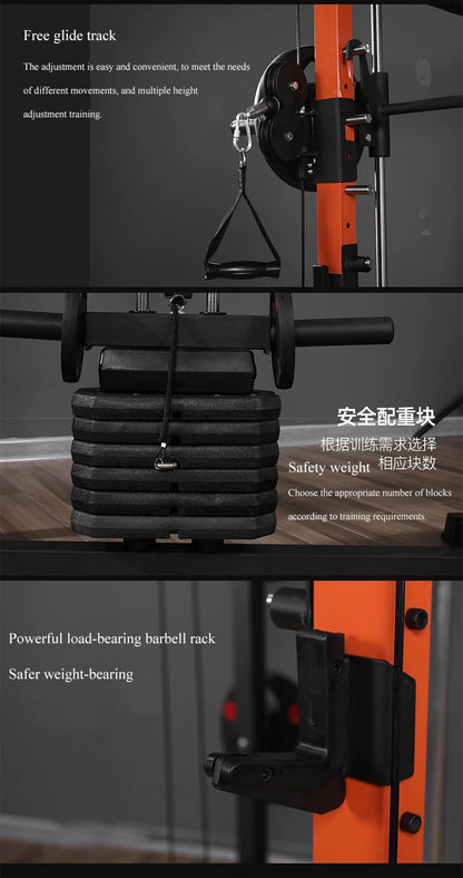 Multi Functional Home Gym Equipment Pull up Bar Pulley Cable Smith Machine Squat Rack